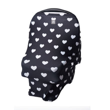 Load image into Gallery viewer, Breathable Nursing Cover | Travel Essential Shopping Cart Cover | Multi-Use Breastfeeding Cover | Functional High Chair Cover | Infinity Scarf | Black and White Heart Print - EliteBaby
