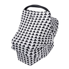 Load image into Gallery viewer, Breathable Nursing Cover | Travel Essential Shopping Cart Cover | Multi-Use Breastfeeding Cover | Functional High Chair Cover | Infinity Scarf | Black and White Triangle Print - EliteBaby
