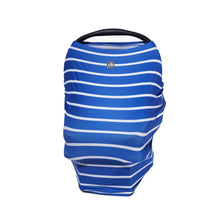Load image into Gallery viewer, Breathable Nursing Cover | Travel Essential Shopping Cart Cover | Multi-Use Breastfeeding Cover | Functional High Chair Cover | Infinity Scarf | Royal Blue and White Pinstripe - EliteBaby