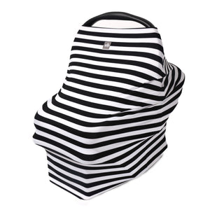 Breathable Nursing Cover | Travel Essential Shopping Cart Cover | Multi-Use Breastfeeding Cover | Functional High Chair Cover | Infinity Scarf | Black and White Striped - EliteBaby