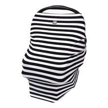 Load image into Gallery viewer, Breathable Nursing Cover | Travel Essential Shopping Cart Cover | Multi-Use Breastfeeding Cover | Functional High Chair Cover | Infinity Scarf | Black and White Striped - EliteBaby
