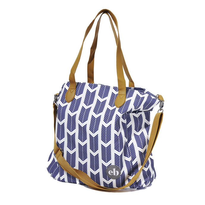 Blue Canvas Tote | Diaper Bag Satchel | Baby Diaper Bag with Changing Pad, Shoulder Strap, & Crossbody Strap | Travel Tote Bag - EliteBaby